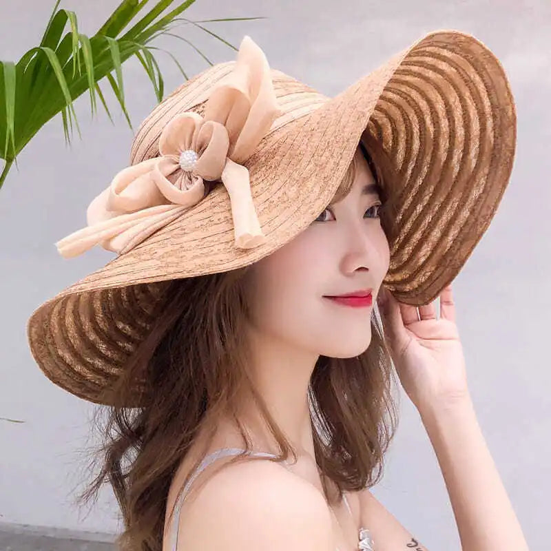 Womens Foldable Large Brim Sun Hat