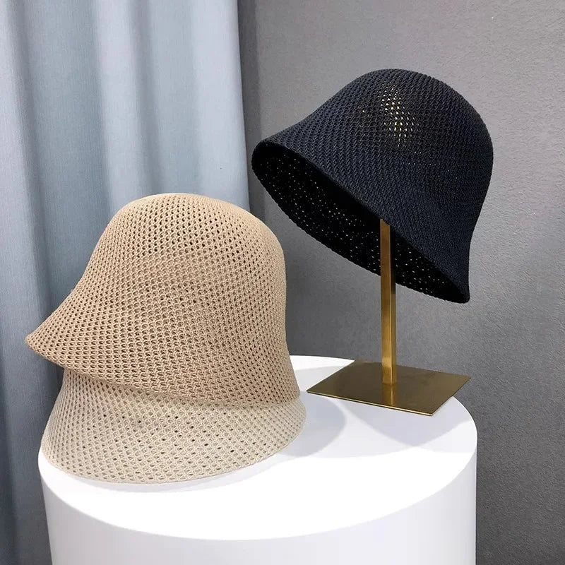 Spring and Summer Hollow Thin Knit Sun Hat