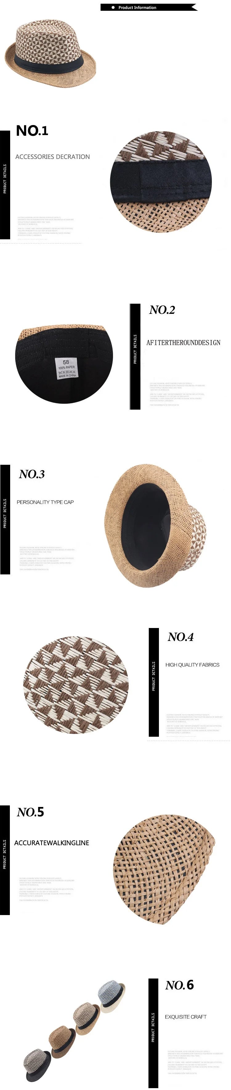 Men's Fedoras (Jazz) Summer Straw Hats