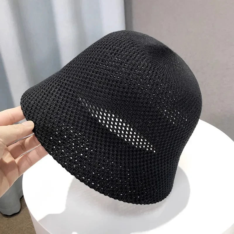 Spring and Summer Hollow Thin Knit Sun Hat