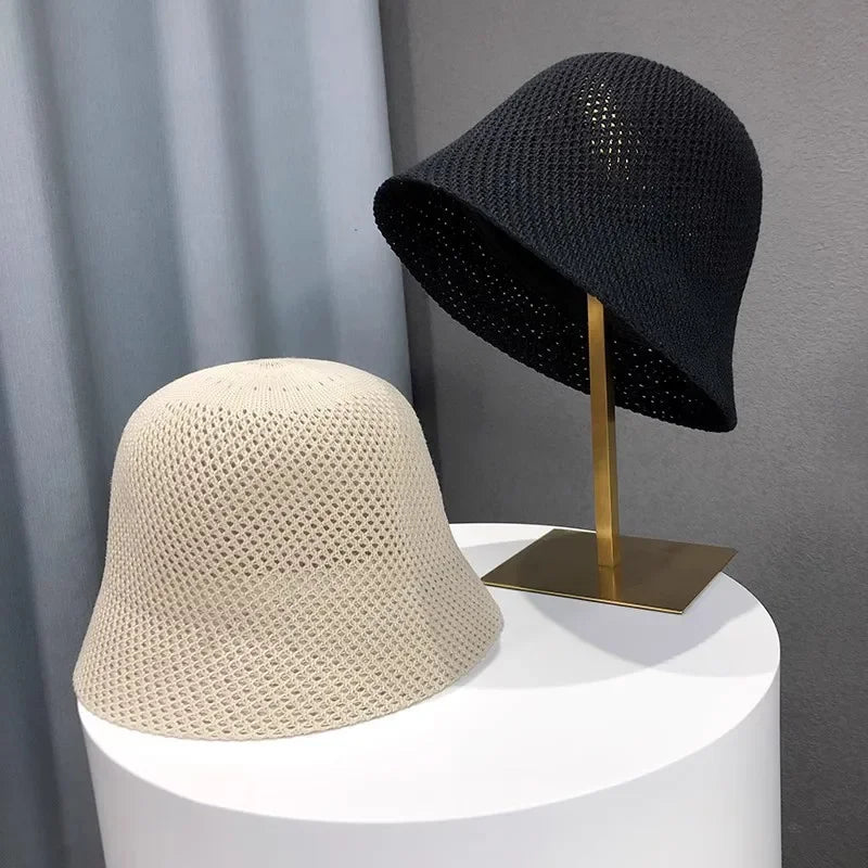 Spring and Summer Hollow Thin Knit Sun Hat