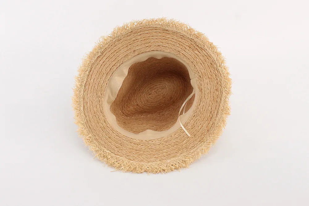 Women's Straw Hats Beach Color Tassel Summer Straw Outdoor Sun Hats for Women Hats Accessories