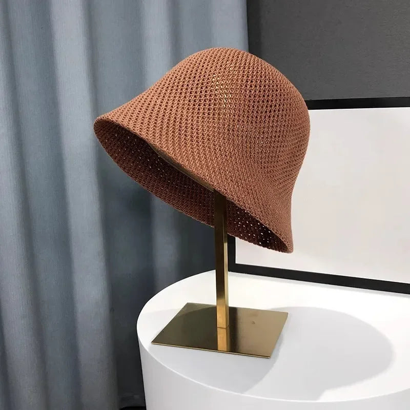 Spring and Summer Hollow Thin Knit Sun Hat