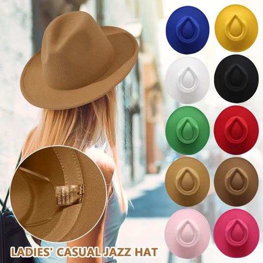 Womens Felt Hat Fedoras Big Brim Hats