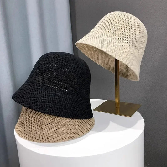Spring and Summer Hollow Thin Knit Sun Hat